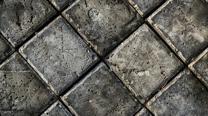 Obraz premium Detailed close up view of a pattern of gray cement blocks