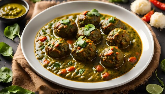 palak kofta curry is one such recipe with spinach puree is mixed with paneer and boiled mashed potatoes.
