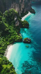Fototapeta premium Aerial View of Tropical Beach with Turquoise Waters