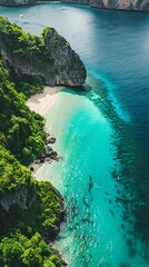 Aerial View of Tropical Beach with Turquoise Waters