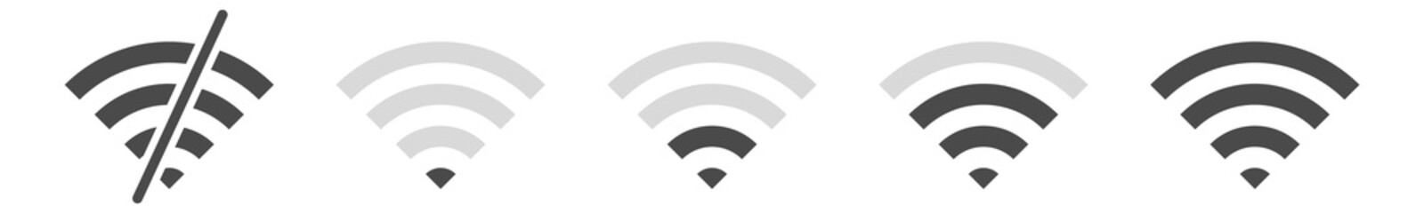 Wifi signal icons. Wireless network strength symbol