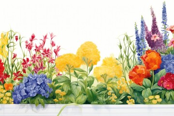 Print of garden boarder painting outdoors flower.