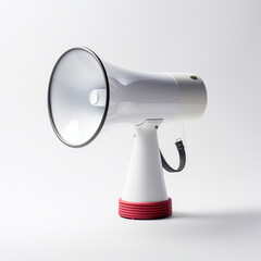 A close-up view captures the imposing presence of a high-power megaphone loudspeaker.