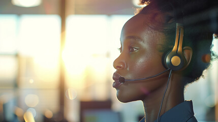 African woman with a headset