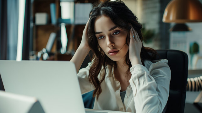 Beautiful woman in tention in office