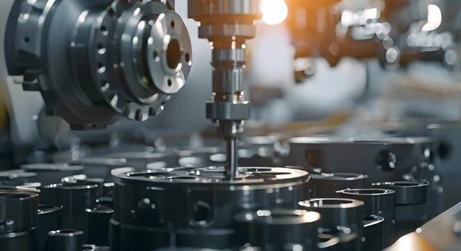 Measuring metal engine block part dimensions using multiaxis CMM probe stylus ball tip. Concept Engine Block, Metal Parts, CMM Probe, Stylus Ball Tip, Multiaxis 