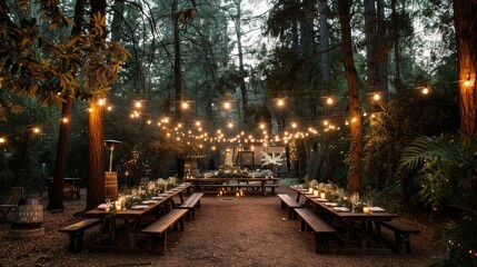 Surrounded by the natural beauty of the woods and illuminated by soft lights