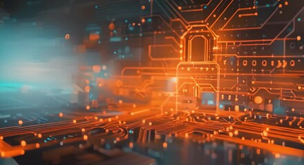 Illuminated circuitry hologram on a padlock symbolizing cybersecurity and digital protection. Concept Cybersecurity, Digital Protection, Illuminated Circuitry, Hologram, Padlock