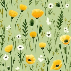 Fototapeta premium Floral field pattern backgrounds nature.