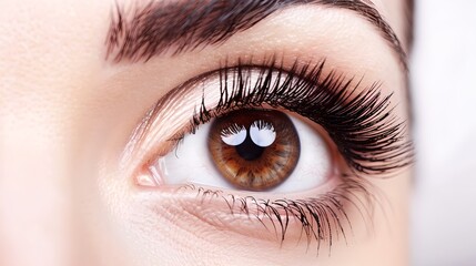 Close-up of a beautiful female eye. High-resolution, detailed image. Perfect for beauty, fashion, and health-related content. AI