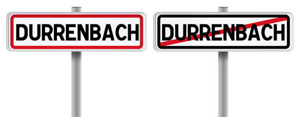Panneau de DURRENBACH à l'Entrée et à la Sortie - Fond Transparent ou Blanc Disponible