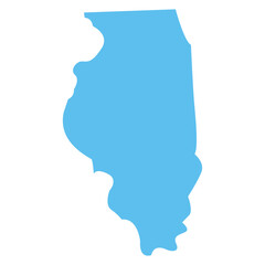 ILLINOIS USA state maps blue vector outline boundary silhouette illustration, American state map