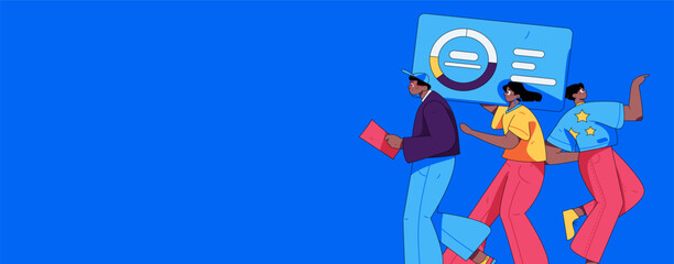 Flat vector illustration of business people operating work scene
