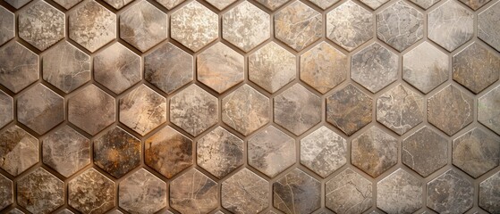 Abstract Hexagonal Stone Tile Pattern Background for Textures, Designs, and Architecture Concepts in Earth Tones