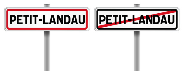 Panneau de PETIT-LANDAU à l'Entrée et à la Sortie - Fond Transparent ou Blanc Disponible