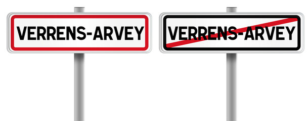 Panneau de VERRENS-ARVEY à l'Entrée et à la Sortie - Fond Transparent ou Blanc Disponible