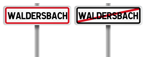Panneau de WALDERSBACH à l'Entrée et à la Sortie - Fond Transparent ou Blanc Disponible