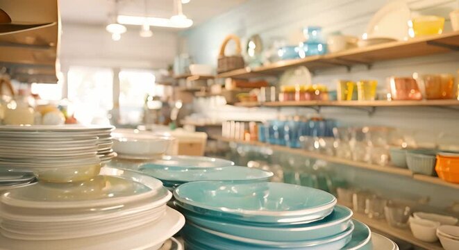Thrift store selling vintage household items promotes ecofriendly zer. Concept Thrift Store, Vintage Items, Eco-Friendly, Zero Waste, Household Items