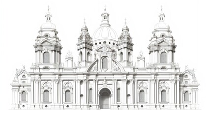 Detailed Architectural Drawing of a Grand Cathedral