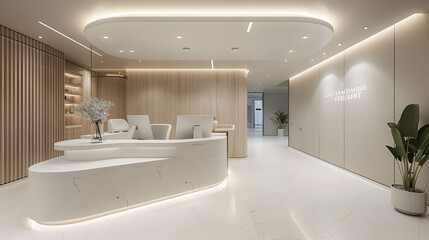 Luxurious Reception at a Contemporary Medical Clinic with Minimalist Décor