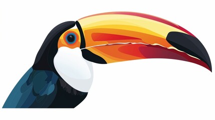  A colorful toucan, its vibrant beak contrasting against a transparent backdrop, captured in breathtaking high definition
