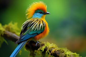Obraz premium Exquisite indian roller bird showcasing its vivid plumage on a serene backdrop