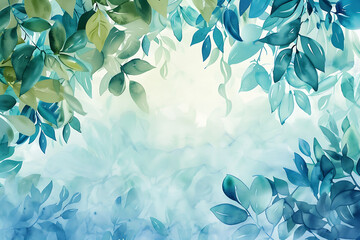 A vibrant watercolor ecology background featuring lush greenery and blue hues, evoking a sense of nature's beauty.