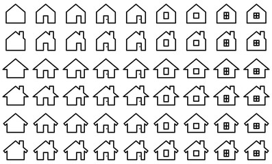 様々な形のホームアイコンのベクターイラストセット