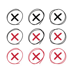 Doodle Circles Crosses Set Multiple Colours