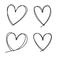 Doodle Style Hearts Set of Four