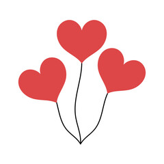 Hearts Balloons Flat Style