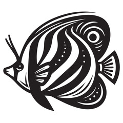 A fish with abstract pattern Silhouette art,black fish with abstract pattern vector art