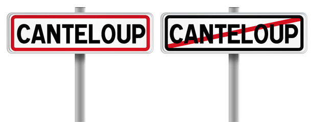 Panneau de CANTELOUP à l'Entrée et à la Sortie - Fond Transparent ou Blanc Disponible