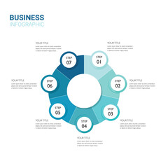 Infographic template for business. 7 Steps Modern Business Infographic template. Design with numbers 7 options or steps. Blue