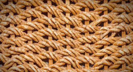 Cover an old wicker basket. Background are texture