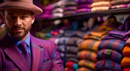 Skilled Tailor at Trendy Boutique Designs Elegant High-Quality Fashion Pieces. Concept Fashion Couture, Tailoring Expertise, Trendy Boutique, High-Quality Designs, Elegant Fashion Pieces