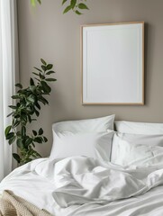 Frame mockup, modern Hanok interior, wall poster frame, 3D render