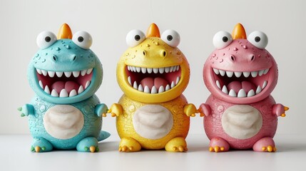 3d cute Manticore monsters cartoon white background