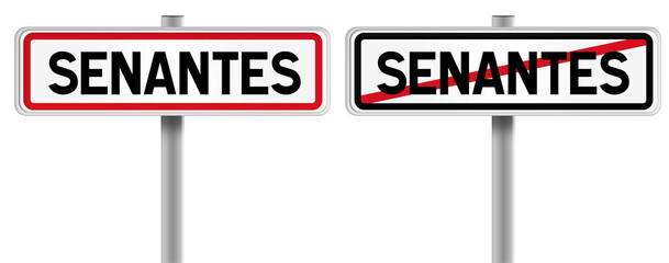 Panneau de SENANTES à l'Entrée et à la Sortie - Fond Transparent ou Blanc Disponible