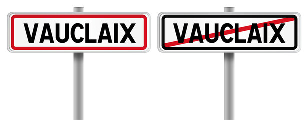 Panneau de VAUCLAIX à l'Entrée et à la Sortie - Fond Transparent ou Blanc Disponible