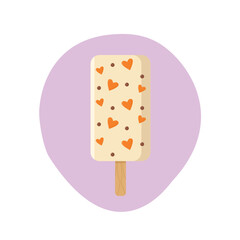 Cold ice cream with glaze. Bright ice cream in flat style.