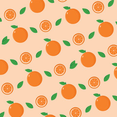 Bright background with juicy orange. Flat style.