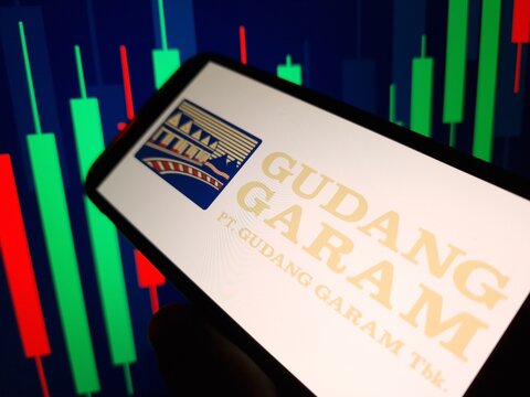 Konskie, Poland - May 29, 2024: Gudang Garam company logo displayed on mobile phone