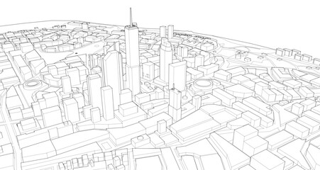 modern city panorama 3d illustration	
