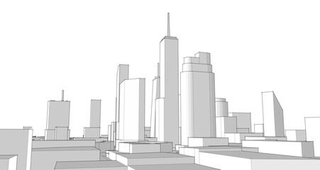 modern city panorama 3d illustration	
