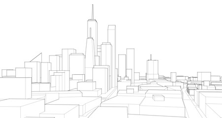 modern city panorama 3d illustration	
