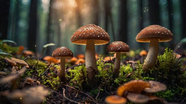 mushrooms in the tropical, tree, closeup, forest, leaf, wild, nature, outdoors, mushroom, wildlife, small, plant, park, rain, beautiful, environment, wet, light, macro, jungle, litropical rain  forest