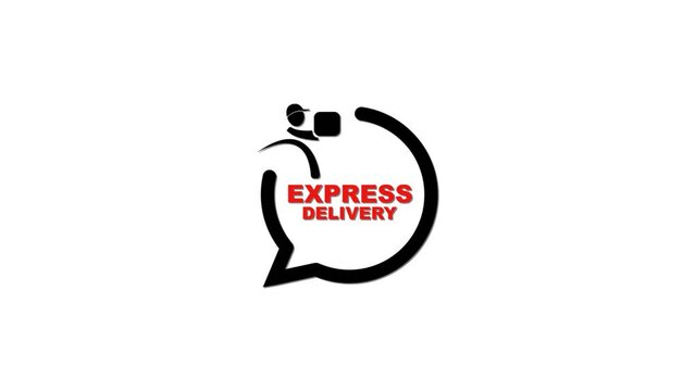 express delivery sign o white background