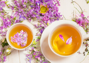 ティータイム　花　工芸茶　ティーパーティー　お茶会