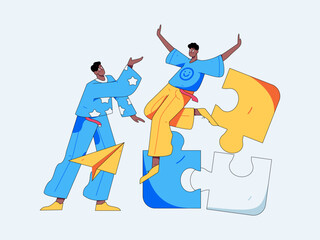 Flat vector illustration of business people operating work scene
